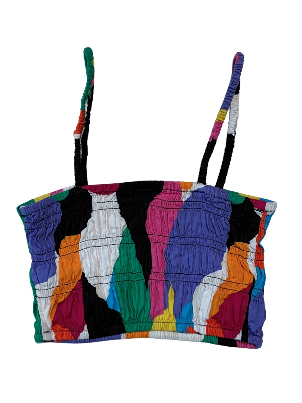 Multi-Color Smocked Crop Tank Top - Women
